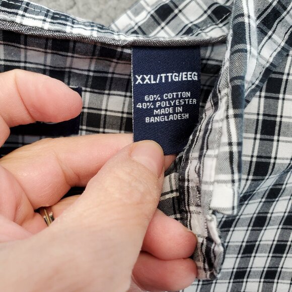 Mens Chaps Black & White Plaid Long Sleeve Button Down Shirt Size XXL - Picture 4 of 8